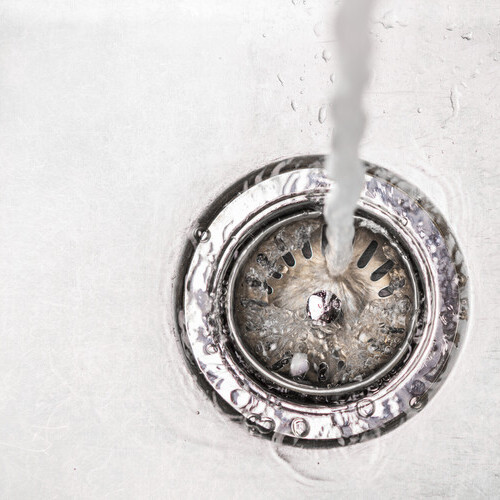 closeup of a sink drain