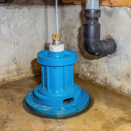 blue sump pump