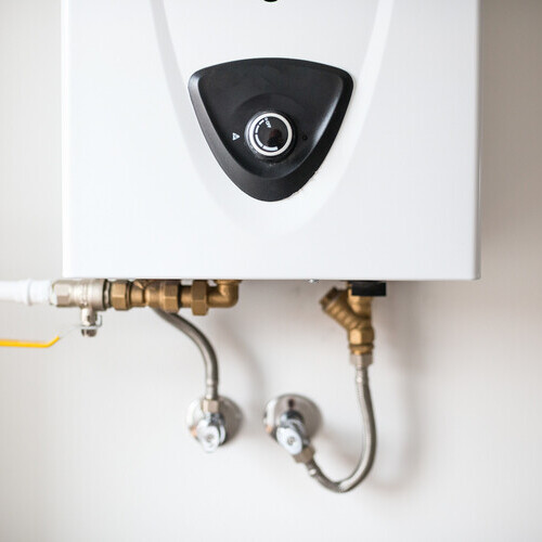 tankless water heater on a wall