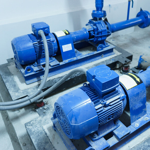 Blue Water pump on floor